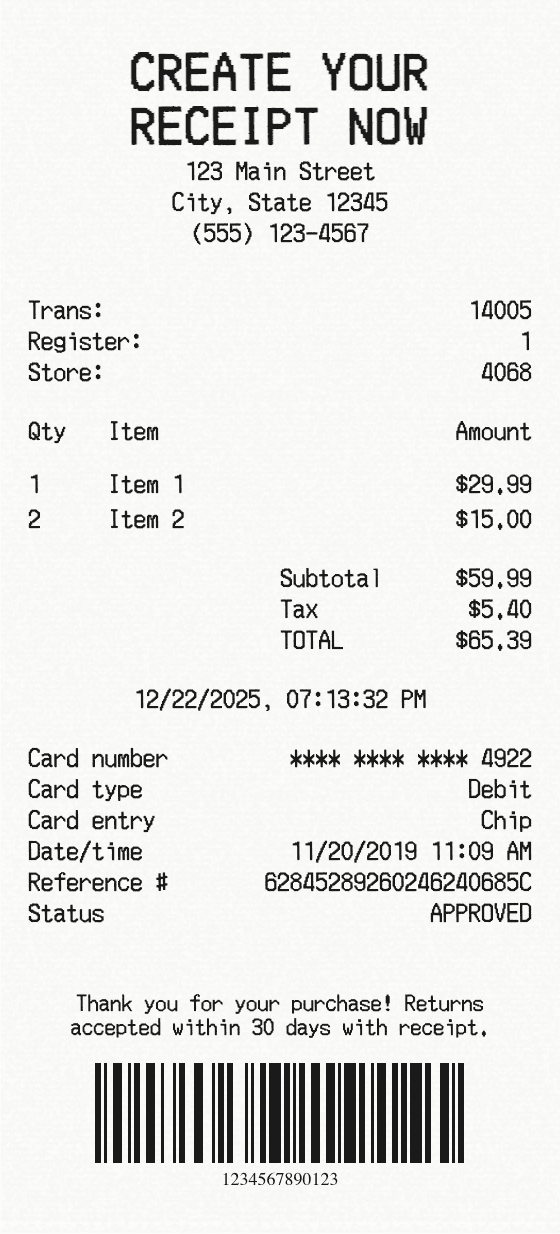 Receipt Maker app preview