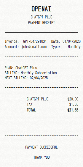 ChatGPT receipt template