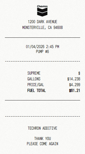Chevron receipt template