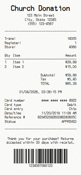 Church Donation receipt template