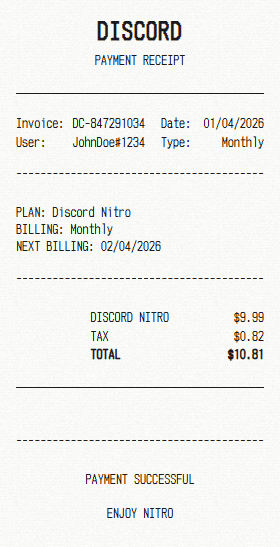 Discord receipt template