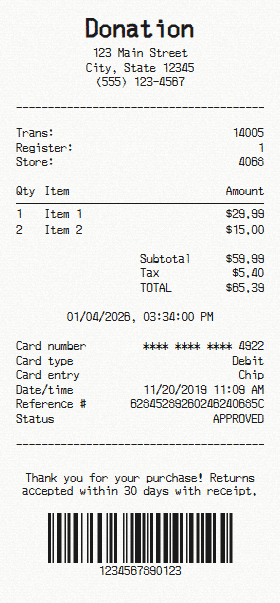 Donation receipt template