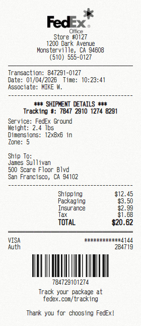 FedEx receipt template