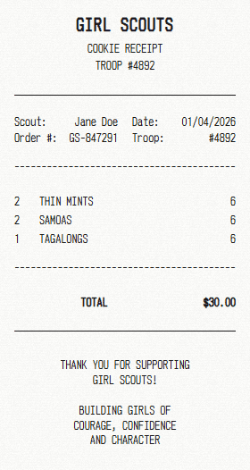 Girl Scouts receipt template