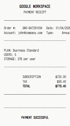 Gmail receipt template