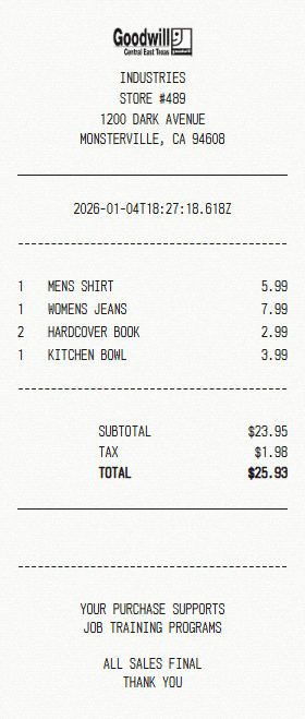 Goodwill receipt template