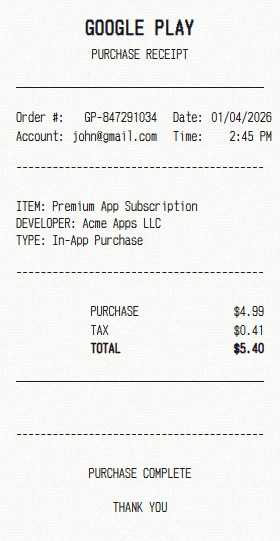 Google receipt template