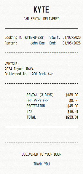 Kyte receipt template