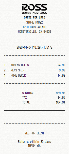 Ross receipt template