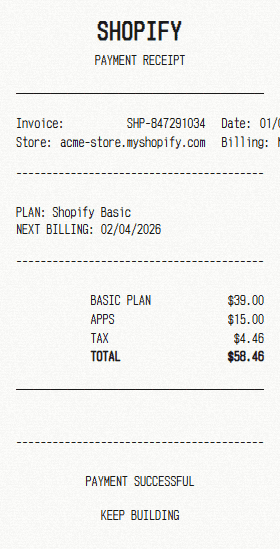 Shopify receipt template
