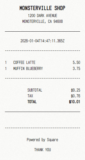 Square receipt template