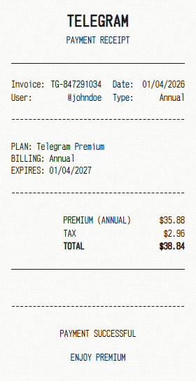 Telegram receipt template