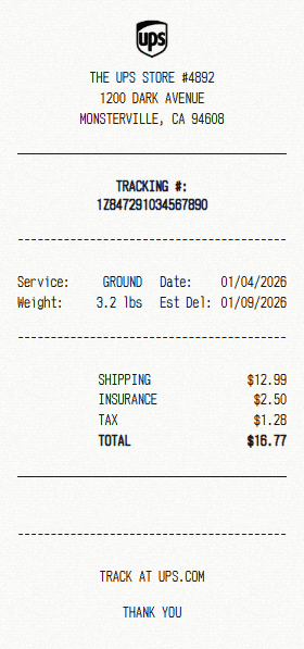 UPS receipt template