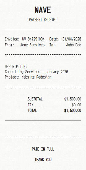 Wave receipt template