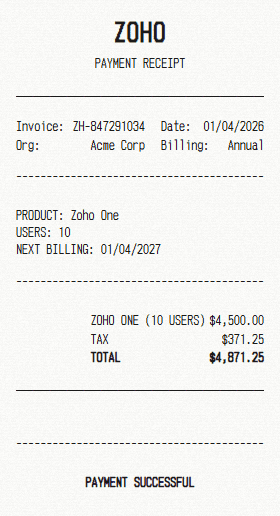 Zoho receipt template