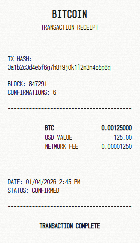 Bitcoin Editable Invoice Bitcoin Receipt Generator - Receipt Maker