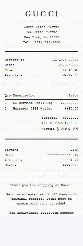 Gucci Sample Invoice Gucci Receipt Generator - Receipt Maker