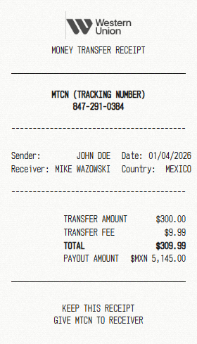 Western Union Receipt Generator - Receipt Maker
